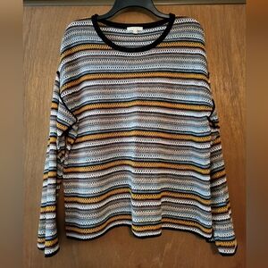 Lisa Todd Multicolor Striped Long Sleeve Sweater, M